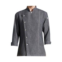 SKKI061 訂製長袖灰色亞麻廚師制服  時尚設計小立領啪鈕廚師制服  中式餐廳  烘培   行政總廚外套 SKKI061 訂製長袖灰色亞麻廚師制服  時尚設計小立領啪鈕廚師制服  中式餐廳  烘培   行政總廚外套